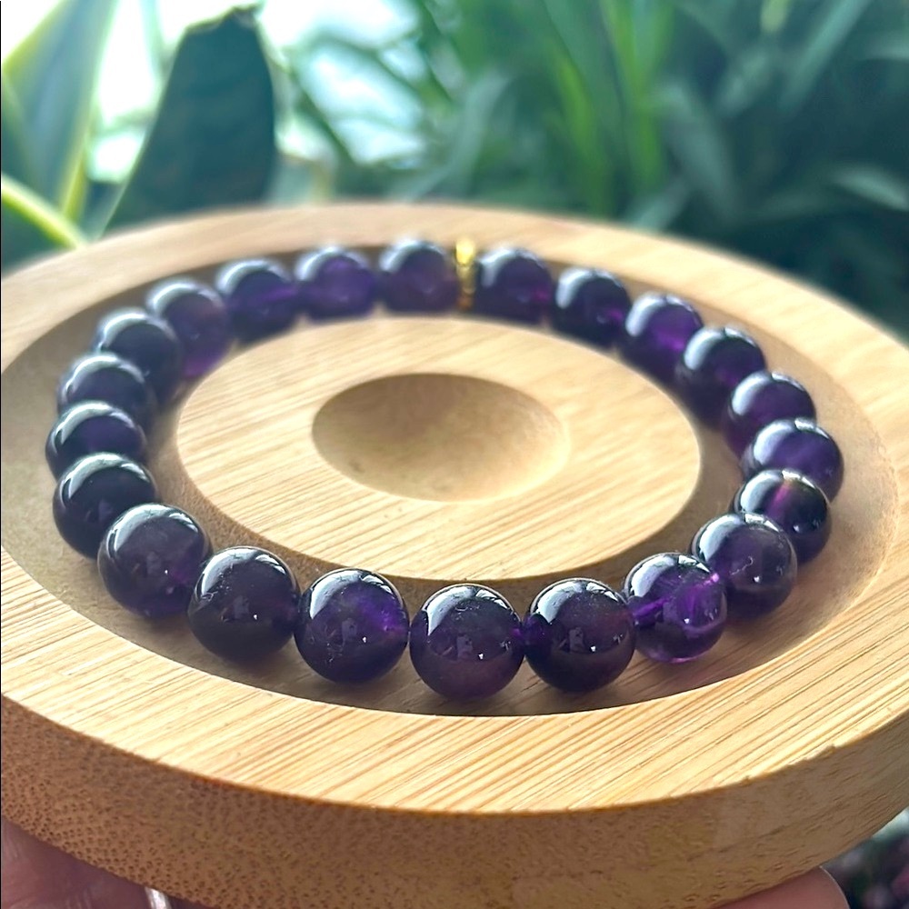 Handmade Amethyst Crystal Beaded Bracelet